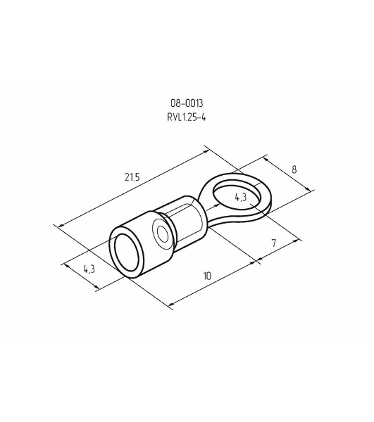 Наконечник кольцевой изолированный Rexant ø 4.3 мм 0.5-1.5 мм² (НКи 1.5-4/НКи 1,25-4) красный