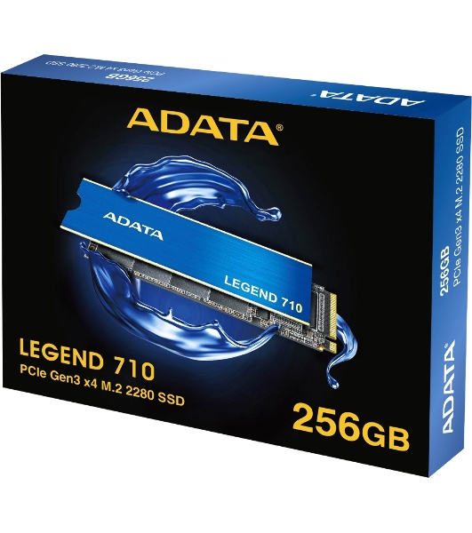 Накопитель SSD ADATA LEGEND 710, 256Gb, PCIe 3.0 x4, M.2 2280, NVMe, R/W 2100/1000, с радиатором