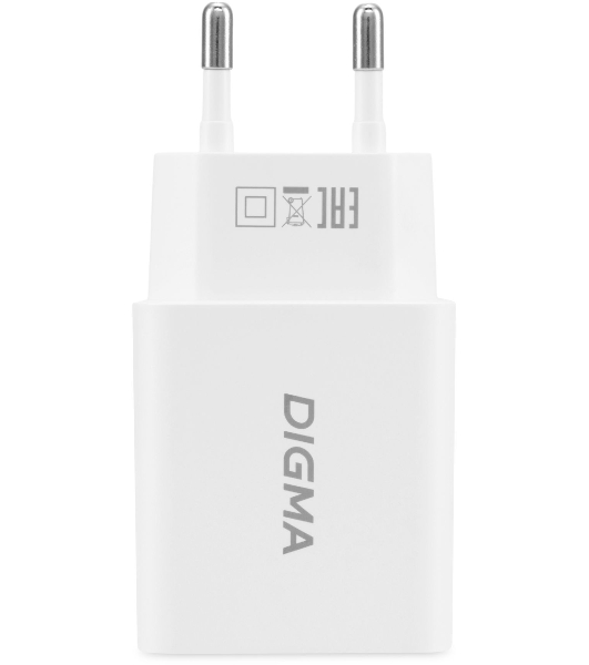 Сетевое зарядное устройство Digma DGW2D 20W 3A+1A (PD+QC) USB-C/USB-A универсальное белый