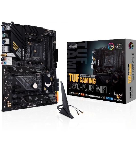 Материнская плата ASUS TUF GAMING B550M-PLUS WI-FI II, AM4, AMD B550, 4xDDR4, 4xSATA, 2xM.2, 1xPCIe 4.0 x16, 1xPCIe 3.0 x4, 1xPCIe x1, 1xDP, 1xHDMI, 1x 2.5Gb LAN, 1xUSB-C 3.2 Gen 2, 4xUSB-A 3.2 Gen 1, 2xUSB-A 2.0, 5x3.5 мм, TOSLINK, 7.1, mATX