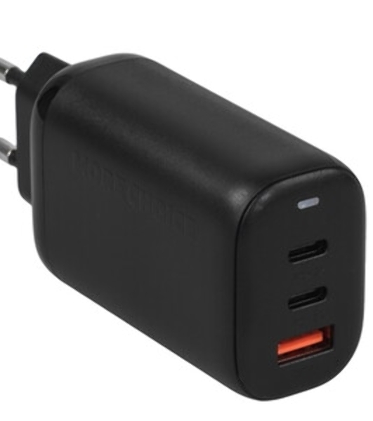 Сетевое зарядное устройство MORE CHOICE (4610196409646) NC79 1USB+2Type-C 3.0A PD 65W быстрая зарядка черный