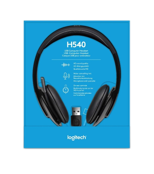 Гарнитура Logitech USB Headset H540 чёрный, проводная, USB
