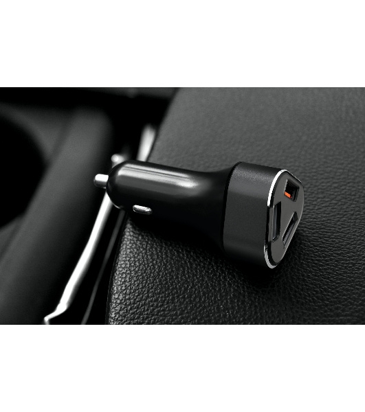 Автомобильное зарядное устройство ACD черный 23Вт, 3xUSB 1QC+2Smart, 3.6~12В, 3А RTL