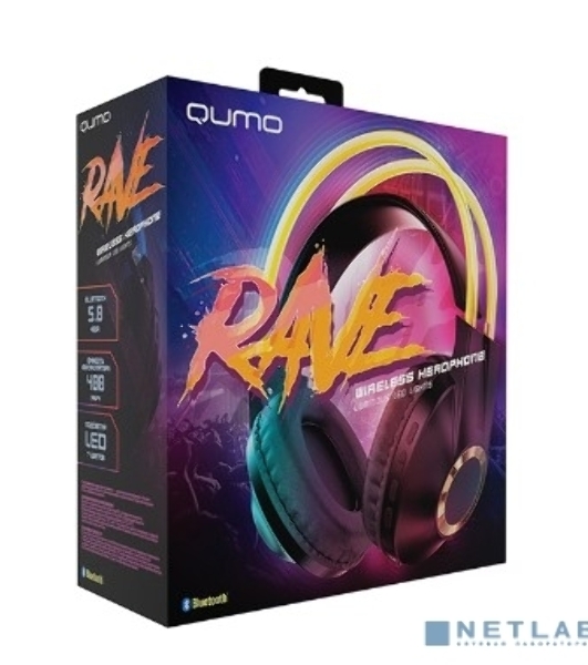 Беспроводные/проводные наушники QUMO Party Rave BT 0078 золотой, накладные, Bluetooth + проводной, до 10 ч