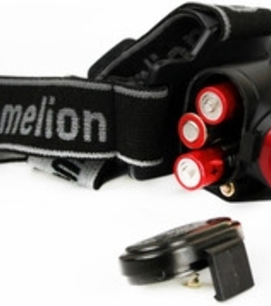 Фонарь налобный Camelion LED5382 черный/красный 3Вт лам.:светодиод. AAAx3 (13366)