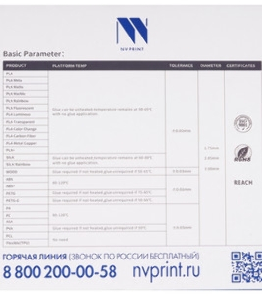 Филамент NVPrint PLA+ Green для 3D печати диаметр 1.75мм длина 330 метров масса 1 кг