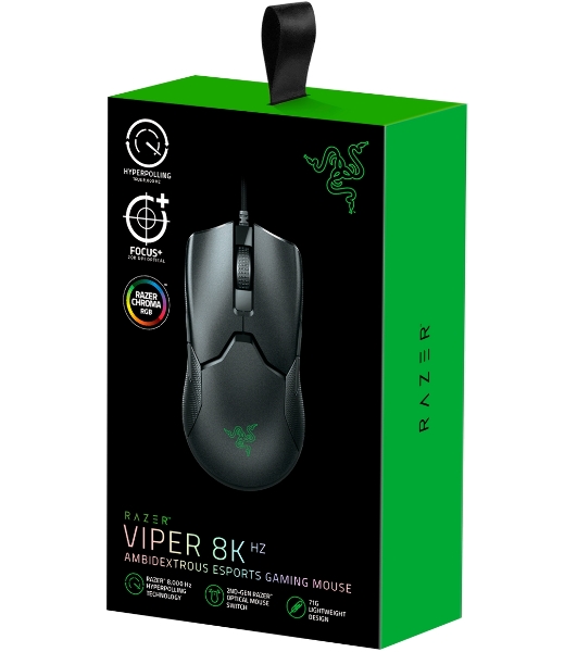 Мышь проводная Razer Viper 8KHz черный, 20000 dpi, USB, кнопки - 8