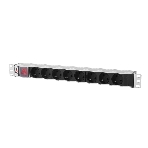 Блок розеток Rem-10 с выкл., 8 Sсhuko, 10 A, алюм., 19', шнур 1.8 м. 1,8 IEC 60320 C14, фото 1