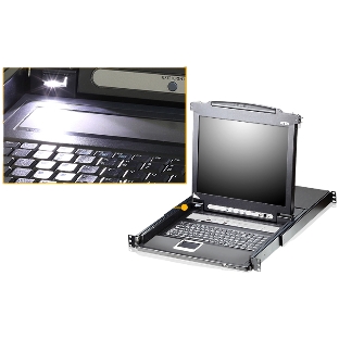 Переключатель-KVM 8-портовый IP с ЖК-дисплеем Slideaway/ATEN SINGLE RAIL 8P PS/2-USB LCDKVMP 17INCH WIH IP