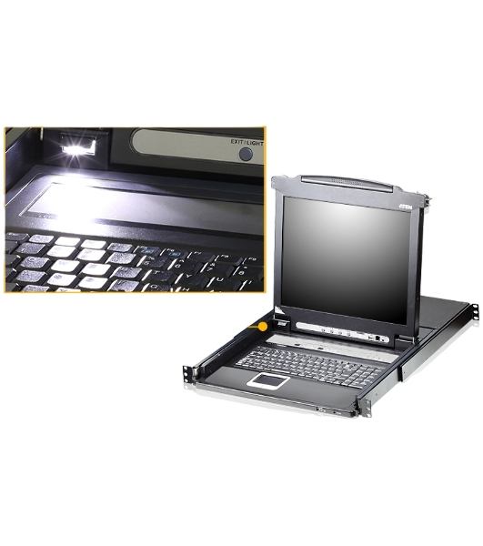 Переключатель-KVM 8-портовый IP с ЖК-дисплеем Slideaway/ATEN SINGLE RAIL 8P PS/2-USB LCDKVMP 17INCH WIH IP