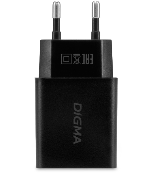 Сетевое зарядное устройство Digma DGW2D 20W 3A+1A (PD+QC) USB-C/USB-A универсальное черный
