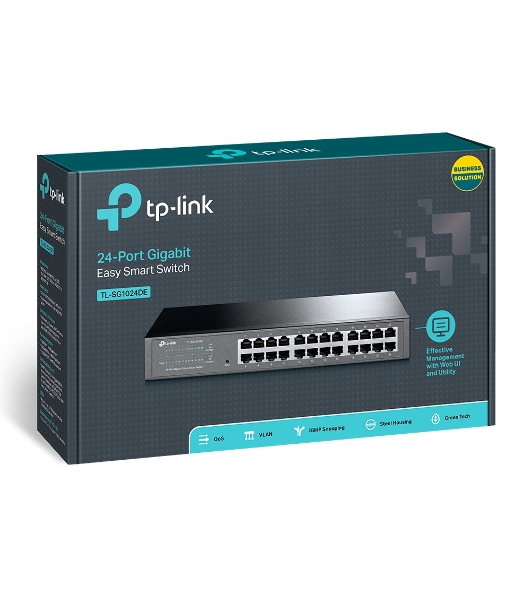 Коммутатор TP-Link SMB TL-SG1024DE 24-Port Gigabit Easy Smart Switch, 24 10/100/1000Mbps RJ45 ports, MTU/Port/Tag-based VLAN, QoS, IGMP Snooping
