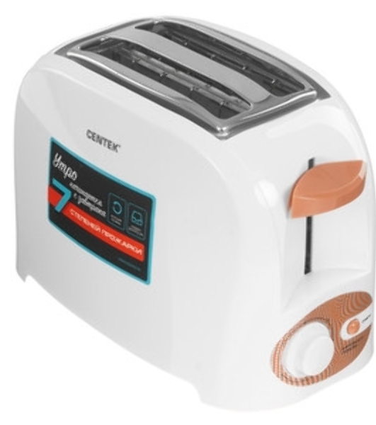 Тостер Centek СТ-1420 белый, 750 Вт, 2 слота