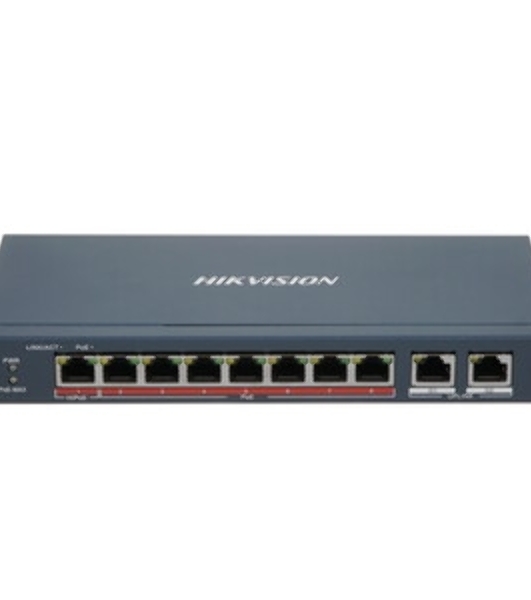 Коммутатор Hikvision DS-3E0310HP-E, 8×100 Мбит/с PoE+ + 2×1 Гбит/с, неуправляемый
