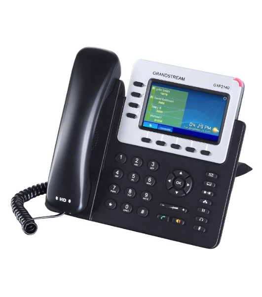 Телефон Grandstream GXP-2140, VoIP 2 Порта Ethernet 10/100/1000, 4 SIP линий, цветной TFT дисплей 480x272, HD Audio
