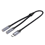 Переходник-разветвитель Vention гибкий USB-C M/Jack 3.5 мм F x 2 (Аудио+Микрофон) - 0.3 м, фото 1