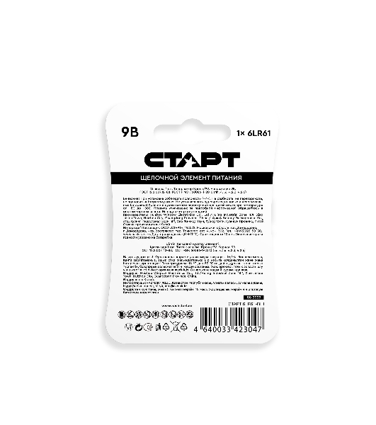 Батарейка СТАРТ 6LR61-BL1 10/200 (1 шт)