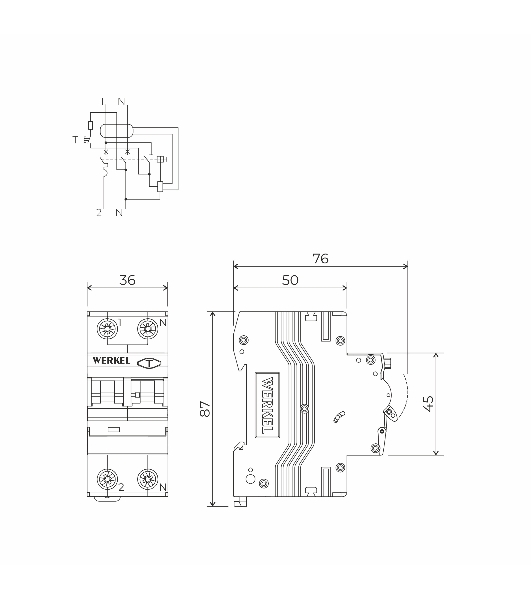 Дифференциальный автомат Werkel 1P+N  40 A  30 mA  6 kA  C A W922P164