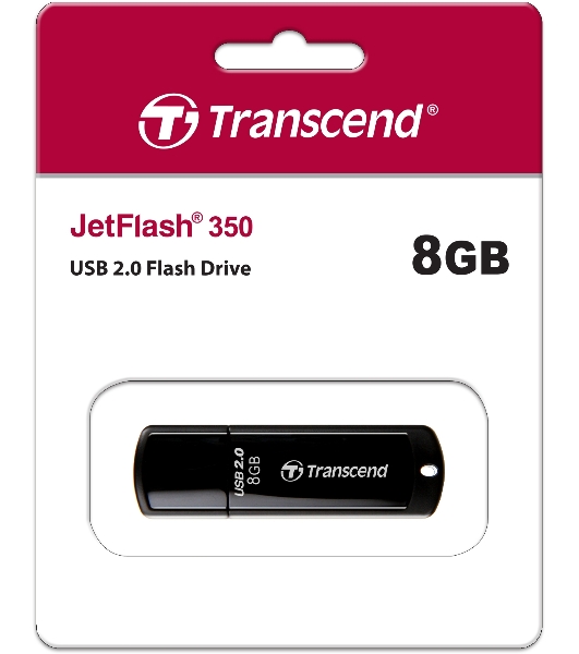 Флешка USB Transcend JetFlash 350 (TS8GJF350), 8Gb, USB 2.0, R/W 12/5, черный