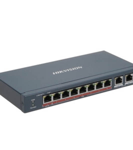 Коммутатор Hikvision DS-3E0310HP-E, 8×100 Мбит/с PoE+ + 2×1 Гбит/с, неуправляемый