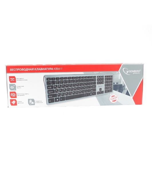 Клавиатура беспроводная Gembird KBW-1, USB, серебристый