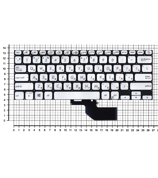 Клавиатура для ноутбука Asus S13 S330FA серебристая с подсветкой