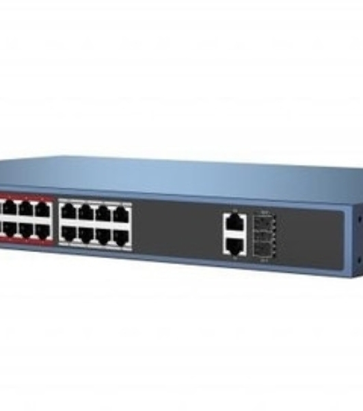 Коммутатор Hikvision DS-3E0318P-E/M(C), 16×100 Мбит/с PoE + 1×1 Гбит/с RJ45 + 1×1 Гбит/с Combo (RJ45/SFP), неуправляемый