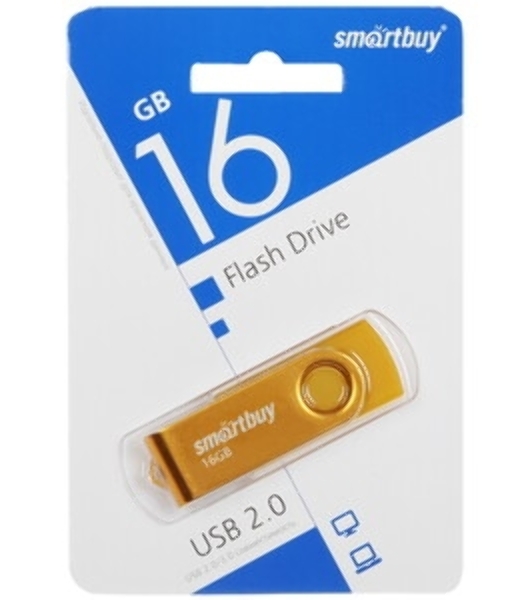 Флешка USB Smartbuy Twist Yellow (SB016GB2TWY), 16Gb, USB 2.0, R/W 15/7, желтый
