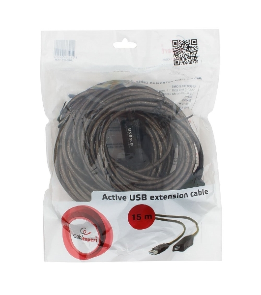 Кабель-удлинитель USB2.0 активный Cablexpert UAE-01-15M, AM/AF, 15м