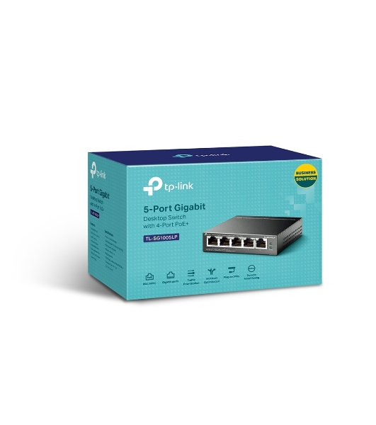 Коммутатор TP-Link 8-Port 10/100Mbps Unmanaged Switch with 4-Port PoE, metal case, desktop mount, PoE budget 41W.