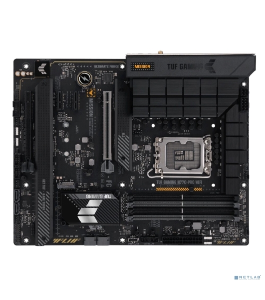Материнская плата ASUS TUF GAMING H770-PRO WIFI, LGA 1700, Intel H770, 4xDDR5, 4xSATA, 4xM.2, 1xPCIe 5.0 x16, 1xPCIe 4.0 x4, 2xUSB-A 3.2 Gen 2, 4xUSB-A 3.2 Gen 1, 1xUSB-C 3.2 Gen 2x2, 1x2.5Gb LAN, 5x3.5 мм, 7.1, Standard-ATX