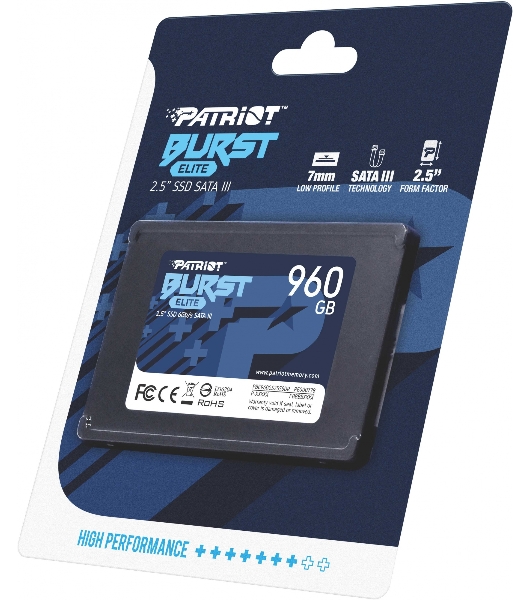 Накопитель SSD Patriot Burst Elite, 960Gb, SATA, 2.5', R/W 450/320