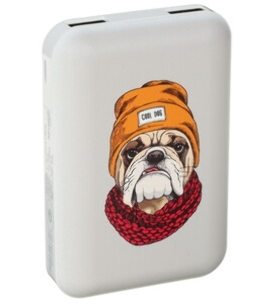 Портативный аккумулятор RITMIX RPB-10007 Bulldog (10000 мА, 2хUSB 2.1 А, софт-тач, принт Бульдог)