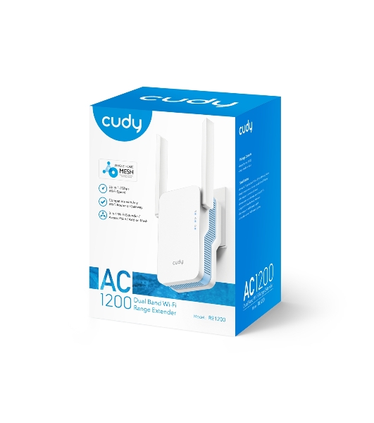 Повторитель беспроводного сигнала Cudy RE1200 AC1200 10/100BASE-TX/Wi-Fi белый
