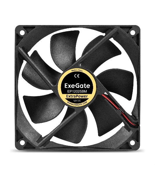 Вентилятор для корпуса ExeGate ExtraPower EP12025BM черный, 120 мм, 1850 об/мин, 30 дБ, 2 pin