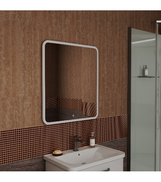 Зеркало Bau Stil 70х80, сенсорная LED подсветка, пластиковый защитный корпус