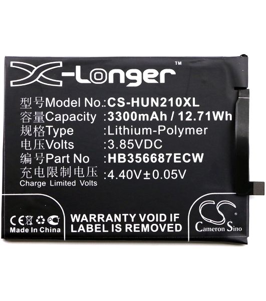 Аккумулятор CameronSino CS-HUN210XL HB356687ECW для Huawei Honor 7X3.85V, 3300mAh, 12.71Wh