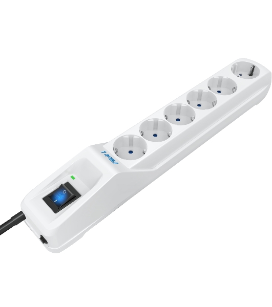 Сетевой фильтр Pilot L GP 6 розеток (5 евро + 1GP) 7 м/Surge protector Pilot L GP 6 outlets (5 EUR + 1GP) 7 m белый