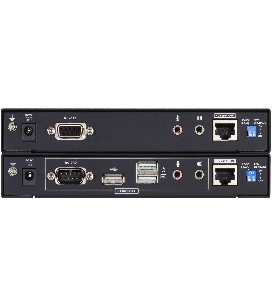 Удлинитель, KVM USB 2xDVI Single Link+AUDIO+RS232, 100 м., 1xUTP, макс.разр.1920х1200 60Hz 90м Cat5e;100м Cat6/6a/1080p 100м HDBaseT;1920x1200 150м cat6/6a LongReach HDBaseT, 2xDVI-D+2MINIJACK+DB9+USB B>3xUSB A, бп 220> 5V, ATEN CE624-AT-G