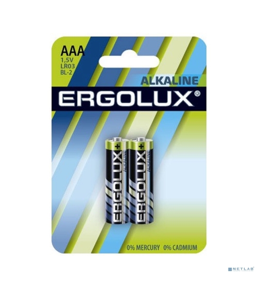 Элемент питания алкалиновый Ergolux LR03 BL-2 1.5В Alkaline (блист.2шт)