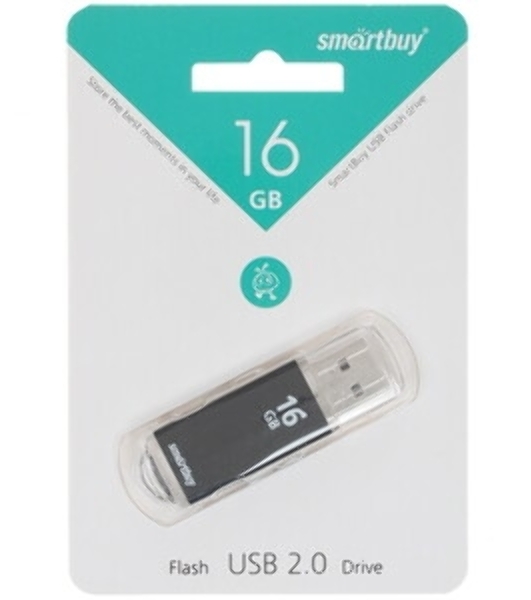 Флешка USB Smartbuy V-Cut Black (SB16GBVC-K), 16Gb, USB 2.0, R/W 20/10 , черный