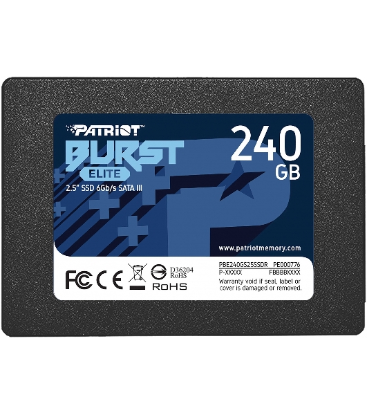Накопитель SSD Patriot Burst Elite, 240Gb, SATA, 2.5', R/W 450/320