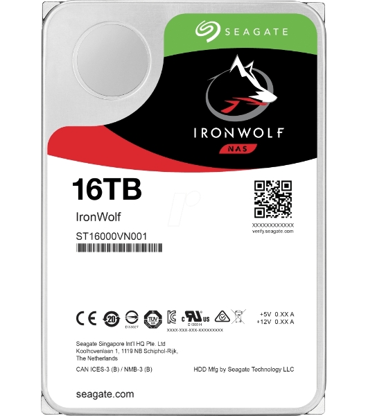 Жесткий диск HDD 16Tb 7200rpm SATA Seagate IronWolf 3.5' 6Gb/s 64Mb для NAS