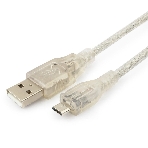 Кабель Cablexpert USB2.0 Pro, AM/microBM, 1,8м, экран, феррит.кольцо, прозрачны (CCP-mUSB2-AMBM-6-TR), фото2