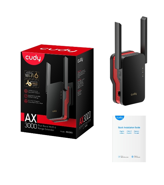Повторитель беспроводного сигнала Cudy RE3000 AX3000 Wi-Fi черный