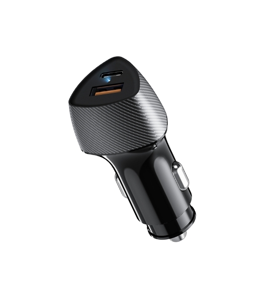 Автомобильное зарядное устройство с двумя портами Rexant (USB-A QC 3.0 + USB-C PD) со световой индикацией, 51Вт, черное