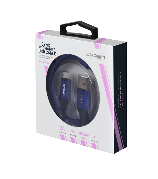 Кабель Crown USB - microUSB CMCU-3103M blue