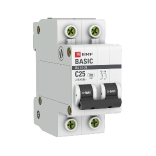 Выключатель автоматический EKF mcb4729-2-25C 2P 25А (C) 4,5кА ВА 47-29 EKF Basic