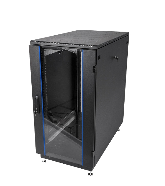 Шкаф телекоммуникационный напольный 18U (600x800) дверь стекло, черный (ШТК-М-18.6.8-1ААА-9005)