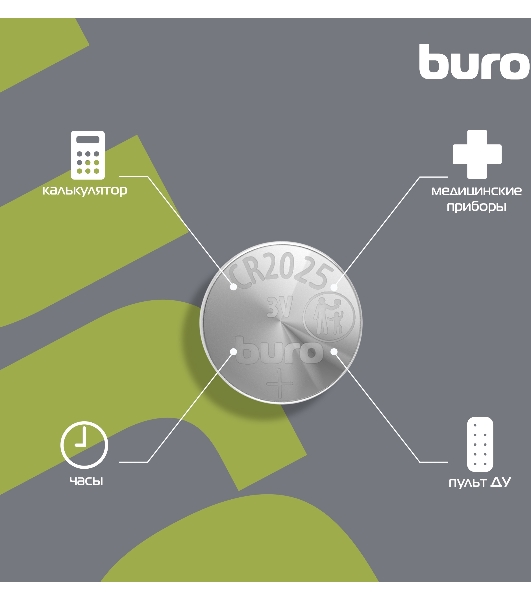 Батарея Buro Lithium CR2025 (1шт) блистер, 3 В